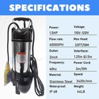 1 5hp Sewage Grinder  Sump Pump W float Heavy Duty Stainless Steel  6000gph 110v