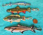 Four  4  - Embroideded Fish Keychains - Wahoo  Trout  Cobia   Bass - Fishing New