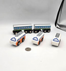 Wooden Train Coach Car Bus Van Lot X5 Works W Thomas   Friends Railway  Brio