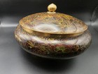 Chinese Cloisonne Bowl With Lid  Floral Enamel And Brass Asian Bowl 6 