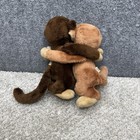 Vintage 1975 Dakin Hugging Monkeys Plush Brown Tan Pair Stuffed Animal Boy Girl