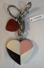 Nwt Coach Color Block Heart Bag Charm Key Ring F24546 With Free Coach Dust Bag