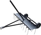 48 Inch Tow Behind Lawn Rake Dethatcher With 24 Spring Steel Tines For Atv Mower