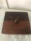 Vintage Wooden Recipe Box Wood Knob Top Rustic Farmhouse Kitchen Storage