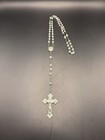 Vintage Sterling Silver Rosary     Faceted Cut Glass Beads   Ornate Crucifix
