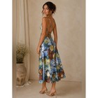 12th Tribe Floral Satin Midi Dress Lace Up Back Wedding Guest Nwt Large