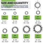 Internal Tooth Star Lock Washers Washer 500 Pcs 