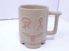 Frankoma Pottery Ranch Bone Rn306 Mugs Set Of 4 Desert Sand Orange Coffee Cups