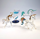 Lot Of 4 Vtg Gold Blown Glass Unicorn Figurines Mythic Gothic Pegasus Celestial