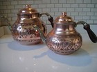Copper Teapot With Wooden Handle Turkish Hand Engraved Stovetop Tea Kettle