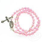 Our Lady Of Guadalupe Medal Wrap Style Rosary Bracelet Pink Beads Crucifix