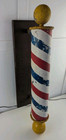 Folk Art Barber Pole Wall Mounted Painted Wood Metal And Rope Abt 30 5  Tall