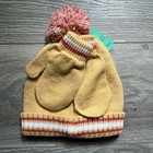New Disney Baby Winnie The Pooh Mustard Yellow Red Hat And Mittens Set 12-18m