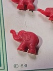  8  Vintage Lechic Red Plastic Buttons On Card Unused Nos Elephants