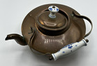 Vintage Solid Copper Tea Kettle With Delft Handle And Knob Made In Holland