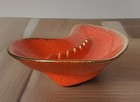Vintage Mid Century Art Deco Orange Retro 70 s Ceramic Ashtray Gold