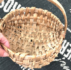 Vtg 11  Oak Splint Buttocks Gathering Egg Basket Primitive Appalachian Split Oak