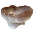 Vintage 1950   s Shell Planter Footed Pot Mcm White Pink Brown Usa Pottery 7 5   