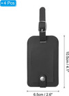 4 Pack Pu Leather Luggage Bag Tags With Snap Travel Label  Black