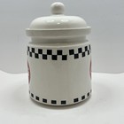 Coca-cola Round Logo Canisters Diner Style Checkered Porcelain Gibson 1997 Coke