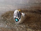 Navajo Indian Sterling Silver Turquoise  Bear Paw Shadowbox Ring - Spencer Ta   