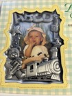 Vtg Baby Photo Frames Gift Set Of 3 Brushed Silver Metal Newborn Nursery D  cor