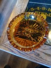 Vintage Ashtray Amber Glass Mcm Retro Bar Decor Unique Rare Heavy-duty  r 