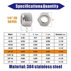 Nylon Insert Lock Nuts 1 4 -20 50 Pack 304 Stainless Self-locking