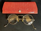 Antique Round Wire Rim Glasses Gold Fill In Case