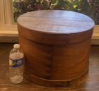 Antique Round Bent Wood Cheese Box Primitive Display Decor 16 X 11 W lid