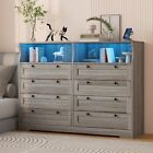 Wood Dresser For Bedroom With 8 Drawers Storage Cabinet Modern Chests Of Drawer