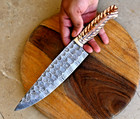 Custom Hand Made Forged Damascus Steel Chef Knife Pinecone Handle 2795