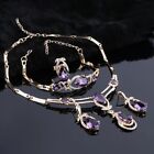 Necklace  Earrings  Bracelet   Ring - Elegant Purple Teardrop Jewelry Set  4in1 