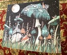 Vintage Large Retro Wall Hanging 1970 s Hippie Mushroom Retro Tapestry 50  X 60 