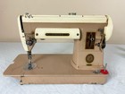 Singer 301a Sewing Machine Short Bed Tan cream Original Pedal Serviced  1956 Usa