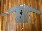 Aviator Nation 2pc Set Sweatshirt Sweatpants M Heather Gray Rainbow Chevron Bolt