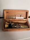 Antique Brass Field Microscope With Original Box  6 Inches 