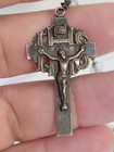 Vtg Signed Ls Sterling Rosary - Faceted Crystal Ihs Crucifix Inri Glass Religion