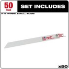 Milwaukee 48-01-6187 9  X 14tpi Bi-metal Super Sawzall Blade 50-pack