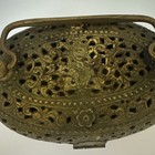 Vintage Mughal Revival Pierced Brass Casket Box Figural Portrait India Hinged