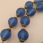Antique African Style Light Blue Glass   Brass Beaded Necklace 24in 15 5   15 9mm