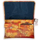 Vtg Japanese All Leather Kimono Kitsuke Clutch Bag Chrysanthemum Floral Design