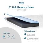 Lucid 5 Inch Firm Gel Memory Foam Mattress - Bamboo Charcoal Infused