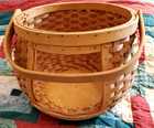 Rare Vintage Woven Splint Open Face Design Basket Wood Handle  Bottom Nice