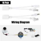 10 Pair Ip Camera Poe Rj45 Cable Power Over Ethernet Injector Splitter