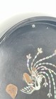 Antique Korean Najcochilgi Black Lacqure Oval Tray- Mother Of Pearl Phoenix 1956