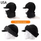 Winter Balaclava Full Face Mask Zipper Wide Brim Fleece Windproof Ski Mask Men