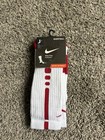 Nike Elite Basketball 1 0 White Red Crew Socks 2013 Size Large Men s 8-12
