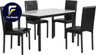 5 Piece Citico Metal Dinette Set With Laminated Faux Marble Top White Table