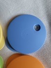 Set 4 Tupperware 16 Oz Straw Seals Impressions Lids  4184 Four Colors 3 7 8 Inch